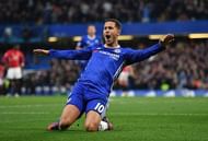 LONDON, ENGLAND - OCTOBER 23:  Eden Hazard of Chelsea celebrates scoring his sides third goal during the Premier League match between Chelsea and Manchester United at Stamford Bridge on October 23, 2016 in London, England.  (Photo by Mike Hewitt/Getty Images)